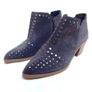 1 State Loka Studded Ankle Booties Womens 7 Suede Leather Almond Toe Block Heel